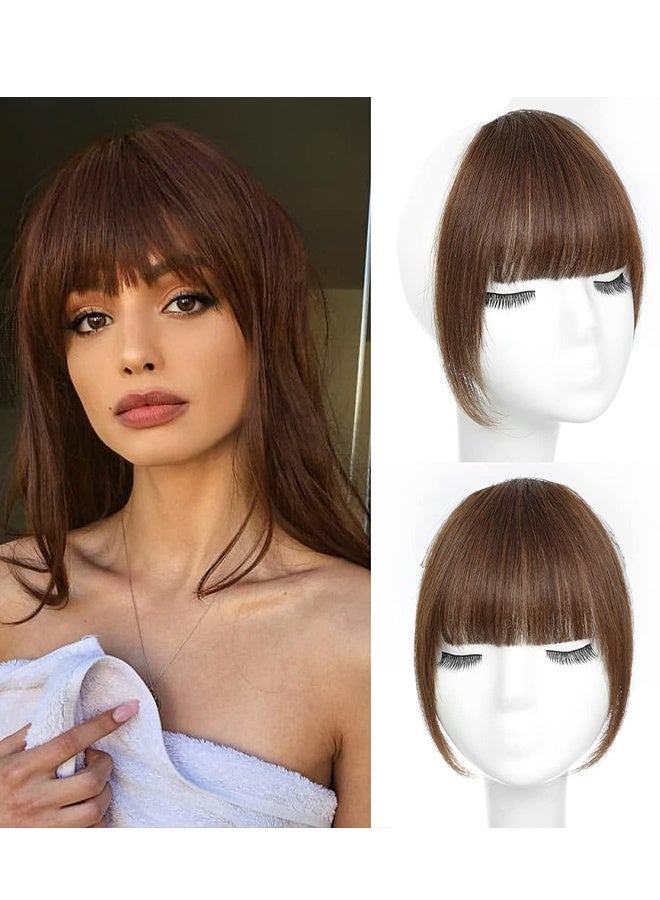 Happy D 2PCS Clip-in Bangs, 100% Human Hair Extensions, Lightweight Bangs for Women, Can Be Paired with Sideburn Hairpieces, Brown and Black - Image 2